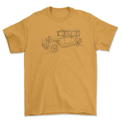 Chevrolet Series AC International Sedan - One Line Style Unisex T-Shirt-Beklædning-Chevrolet-Guld-S-Forside-Garage Culture Shop- garage - man cave - merchandise