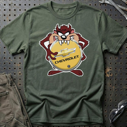 Chevrolet TAZ Unisex T-Shirt , Bomuld-Beklædning-Chevrolet-Grøn Militær-S-Garage Culture Shop- garage - man cave - merchandise