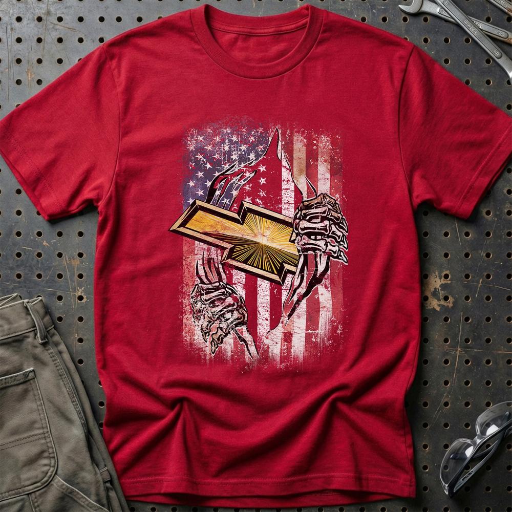 Chevrolet US Flag T-Shirt-Beklædning-Chevrolet-Rød-S-Garage Culture Shop- garage - man cave - merchandise