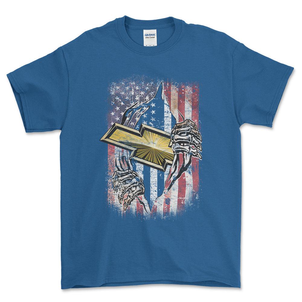 Chevrolet US Flag Unisex T-Shirt , Bomuld-Beklædning-Chevrolet-Blå Royal-S-Garage Culture Shop- garage - man cave - merchandise