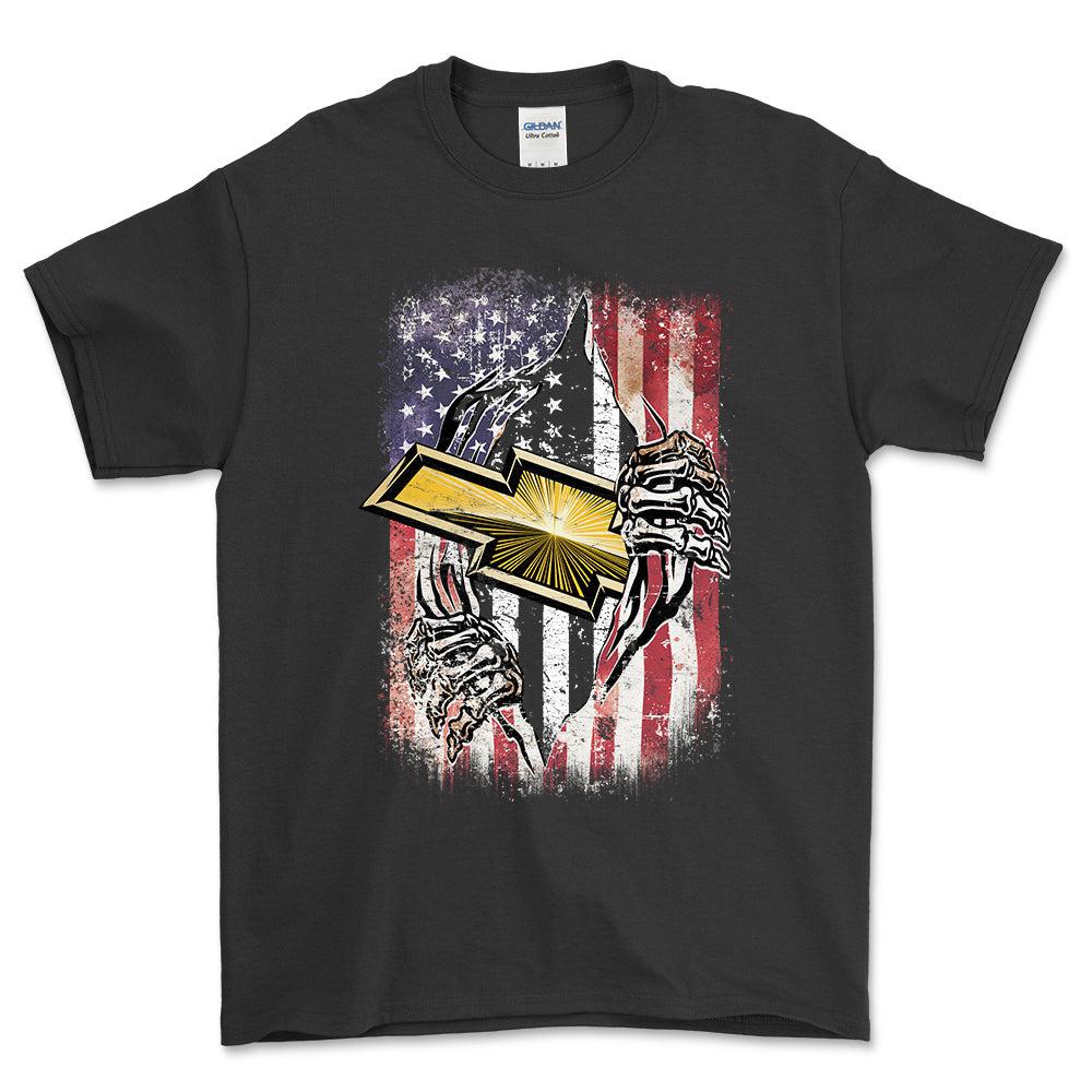 Chevrolet US Flag Unisex T-Shirt , Bomuld-Beklædning-Chevrolet-Sort-S-Garage Culture Shop- garage - man cave - merchandise