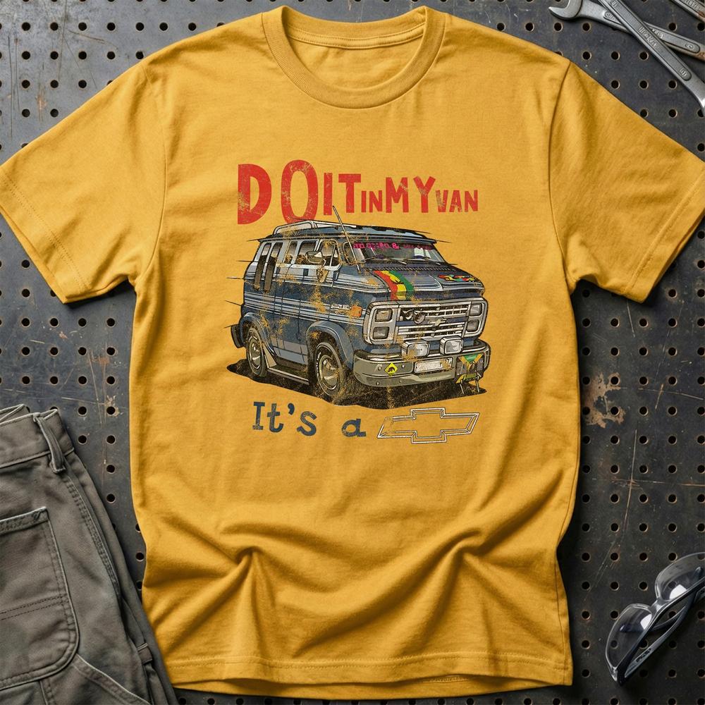 Chevrolet Van - Do It In My Van It'S A Chevy T-Shirt-Beklædning-Chevrolet-Guld-S-Garage Culture Shop- garage - man cave - merchandise
