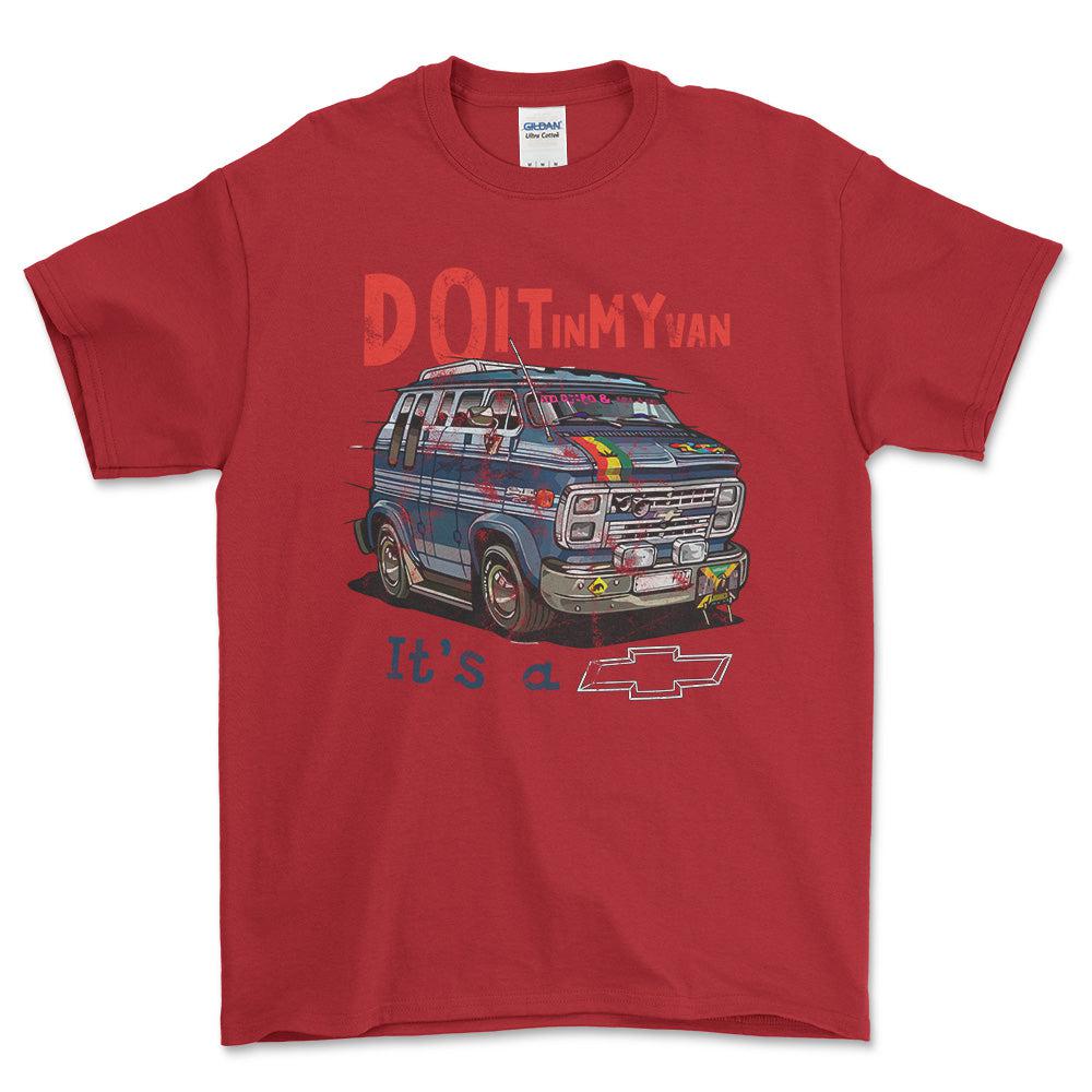 Chevrolet Van - Do It In My Van It'S A Chevy Unisex T-Shirt , Bomuld-Beklædning-Chevrolet-Rød-S-Garage Culture Shop- garage - man cave - merchandise