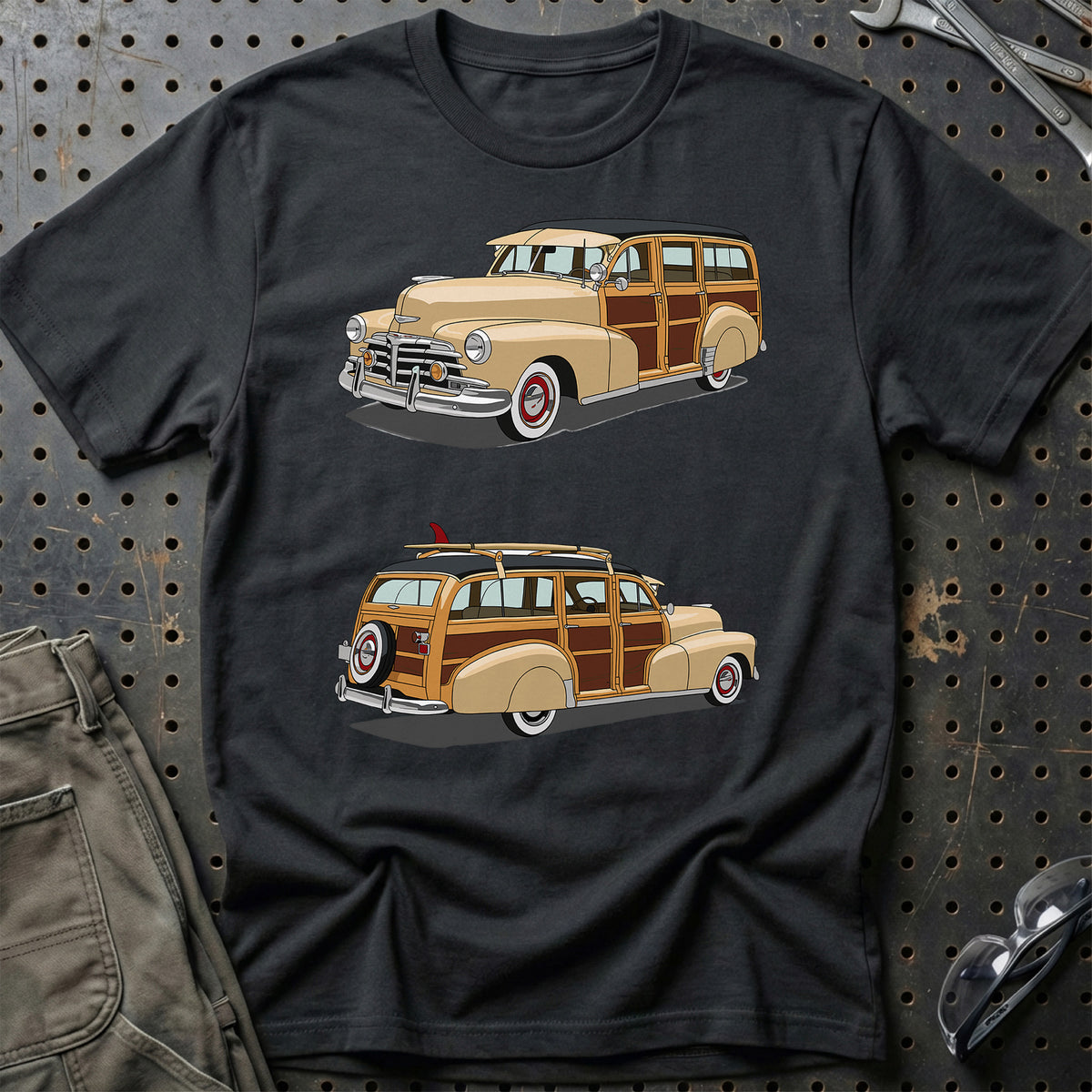 
Chevrolet Woody Wagon 1948 Unisex T-Shirt – Sort – print foran