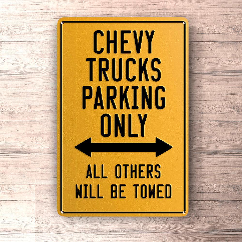 Chevy Trucks Parking Only Skilte, Musemåtte, Dørmåtte , Plakat-Parking skilte-Chevrolet-Garage Culture Shop- garage - man cave - merchandise