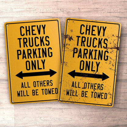 Chevy Trucks Parking Only Skilte, Musemåtte, Dørmåtte , Plakat-Parking skilte-Chevrolet-Garage Culture Shop- garage - man cave - merchandise
