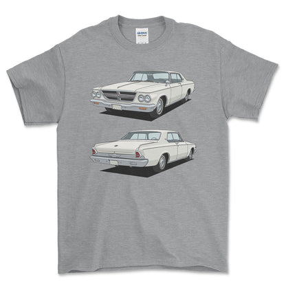 Chrysler 300K Hardtop 1964 - Unisex T-Shirt-Beklædning-Chrysler-Grå Sport-S-Forside-Garage Culture Shop- garage - man cave - merchandise