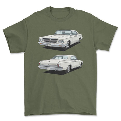 Chrysler 300K Hardtop 1964 - Unisex T-Shirt-Beklædning-Chrysler-Grøn Militær-S-Forside-Garage Culture Shop- garage - man cave - merchandise