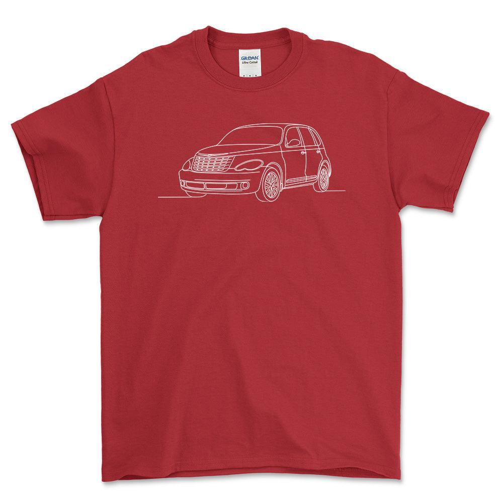 Chrysler PT Cruiser - One Line Style Unisex T-Shirt-Beklædning-Chrysler-Rød-S-Forside-Garage Culture Shop- garage - man cave - merchandise