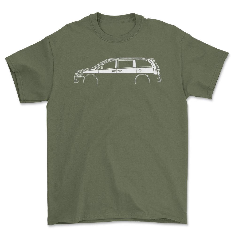 Chrysler Town and Country 2016 Silhuet - Unisex T-Shirt , Bomuld-Beklædning-Chrysler-Grøn Militær-S-Garage Culture Shop- garage - man cave - merchandise
