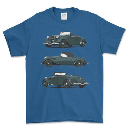 Citroen 15 CV Roadster 1939 - Unisex T-Shirt-Beklædning-Citroen-Blå Royal-S-Forside-Garage Culture Shop- garage - man cave - merchandise