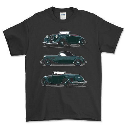 Citroen 15 CV Roadster 1939 - Unisex T-Shirt-Beklædning-Citroen-Sort-S-Forside-Garage Culture Shop- garage - man cave - merchandise