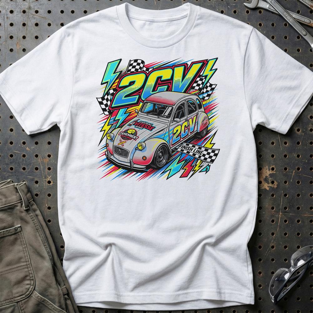 Citroën 2CV Motorsport T-Shirt - Vintage Track Style T-Shirt-Beklædning-Citroen-Hvid-S-Garage Culture Shop- garage - man cave - merchandise