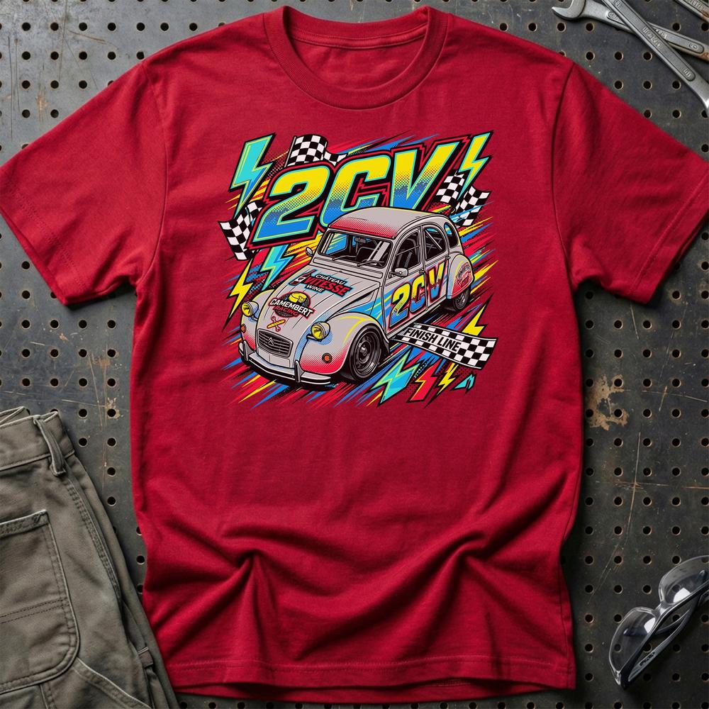 Citroën 2CV Motorsport T-Shirt - Vintage Track Style T-Shirt-Beklædning-Citroen-Rød-S-Garage Culture Shop- garage - man cave - merchandise