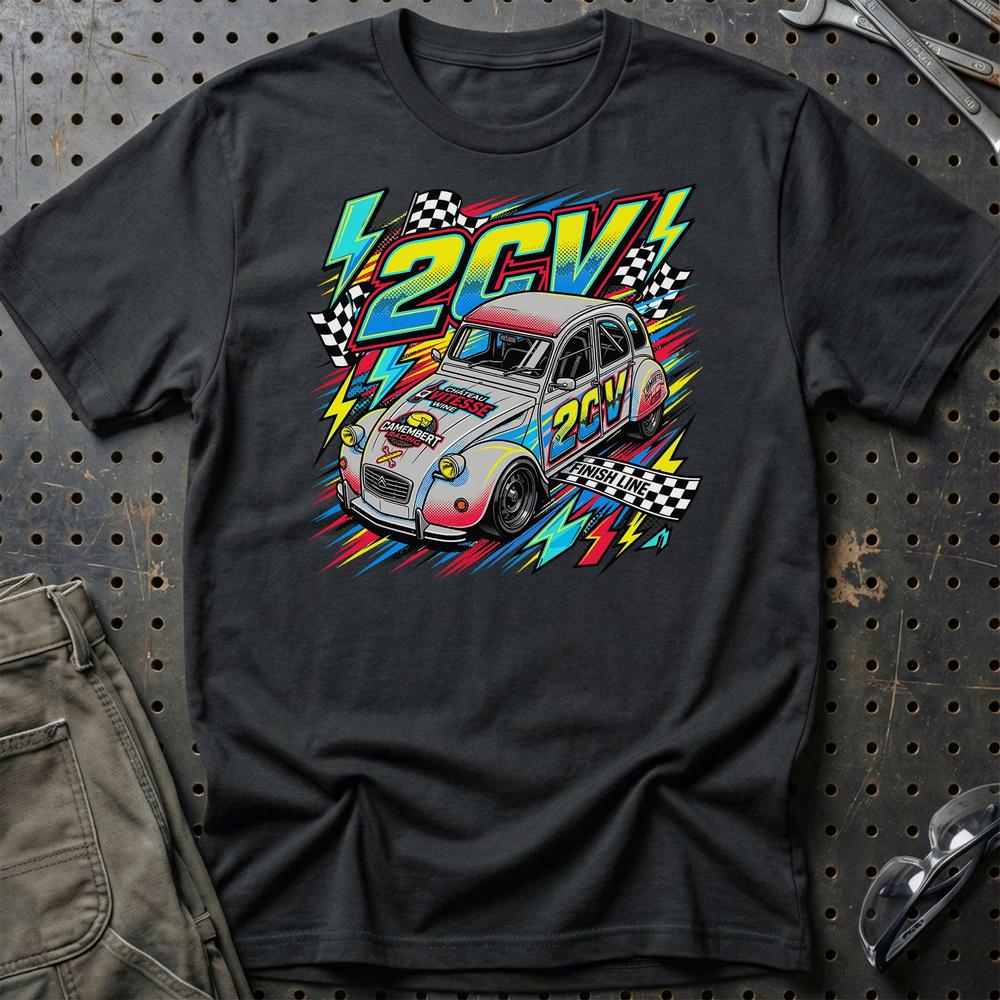 Citroën 2CV Motorsport T-Shirt - Vintage Track Style T-Shirt-Beklædning-Citroen-Sort-S-Garage Culture Shop- garage - man cave - merchandise