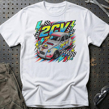 Citroën 2CV Motorsport T-Shirt – Vintage Track Style - Unisex T-Shirt-Beklædning-Citroen-Hvid-S-Garage Culture Shop- garage - man cave - merchandise