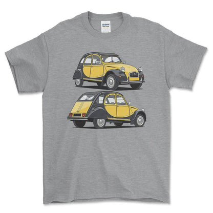 Citroën 2CV6 Charleston 1985 - Unisex T-Shirt-Beklædning-Citroen-Grå Sport-S-Forside-Garage Culture Shop- garage - man cave - merchandise