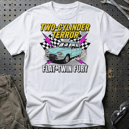 Citroën Ami Two-Cylinder Terror Flat-Twin Fury - Unisex T-Shirt-Beklædning-Citroen-Hvid-S-Garage Culture Shop- garage - man cave - merchandise