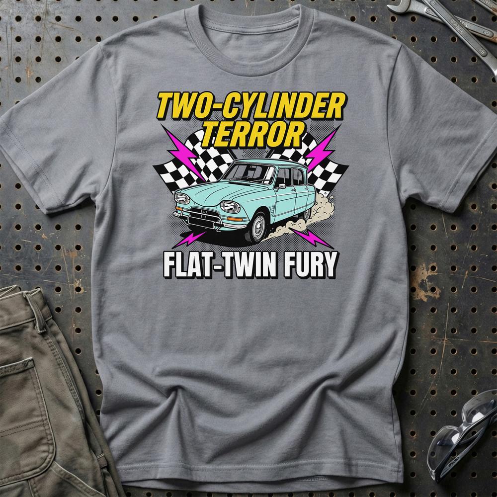 Citroën Ami Two-Cylinder Terror Flat-Twin Fury - Unisex T-Shirt-Beklædning-Citroen-Grå Sport-S-Garage Culture Shop- garage - man cave - merchandise