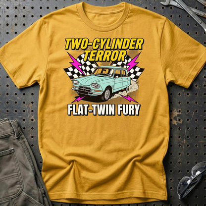 Citroën Ami Two-Cylinder Terror Flat-Twin Fury - Unisex T-Shirt-Beklædning-Citroen-Guld-S-Garage Culture Shop- garage - man cave - merchandise