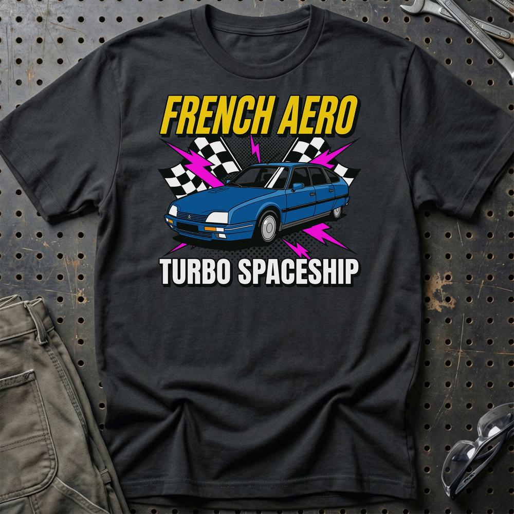 Citroën CX French Aero Turbo Spaceship T-Shirt-Beklædning-Citroen-Sort-S-Garage Culture Shop- garage - man cave - merchandise