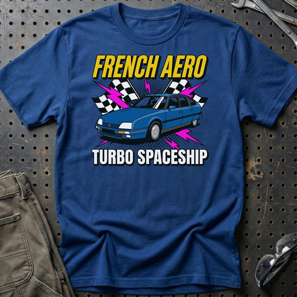Citroën CX French Aero Turbo Spaceship - Unisex T-Shirt-Beklædning-Citroen-Blå Royal-S-Garage Culture Shop- garage - man cave - merchandise