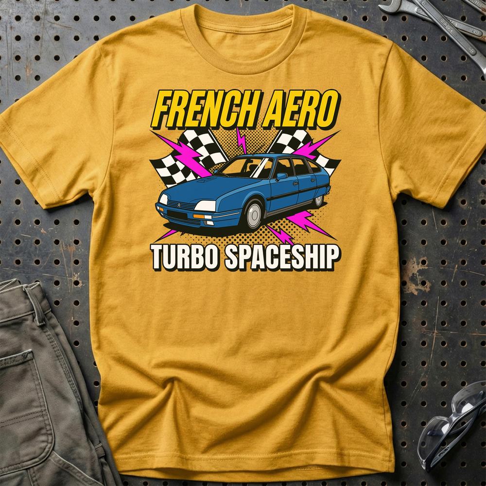 Citroën CX French Aero Turbo Spaceship - Unisex T-Shirt-Beklædning-Citroen-Guld-S-Garage Culture Shop- garage - man cave - merchandise