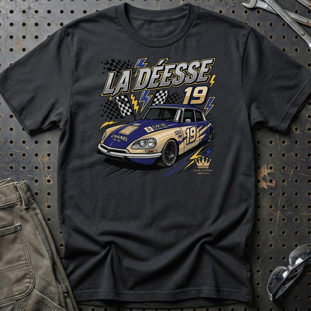 Citroën DS Racing T-Shirt - La Déesse 19 | Retro Motorsport T-Shirt-Beklædning-Citroen-Sort-S-Garage Culture Shop- garage - man cave - merchandise