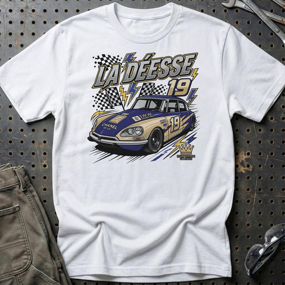 Citroën DS Racing T-Shirt - La Déesse 19 | Retro Motorsport T-Shirt-Beklædning-Citroen-Hvid-S-Garage Culture Shop- garage - man cave - merchandise