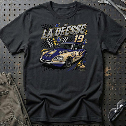 Citroën DS Racing T-Shirt – La Déesse 19 | Retro Motorsport - Unisex T-Shirt-Beklædning-Citroen-Sort-S-Garage Culture Shop- garage - man cave - merchandise
