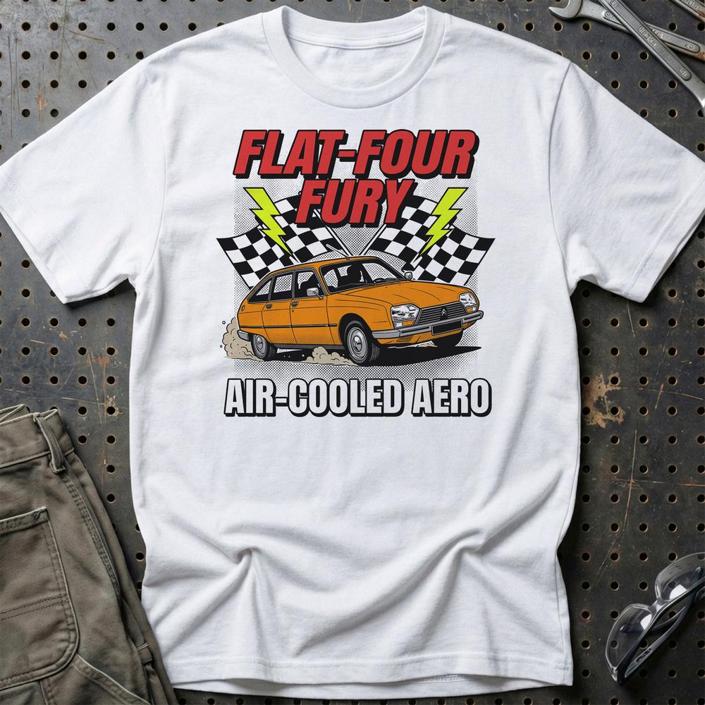 Citroën GS Flat-Four Fury Air-Cooled Aero - Unisex T-Shirt-Beklædning-Citroen-Hvid-S-Garage Culture Shop- garage - man cave - merchandise