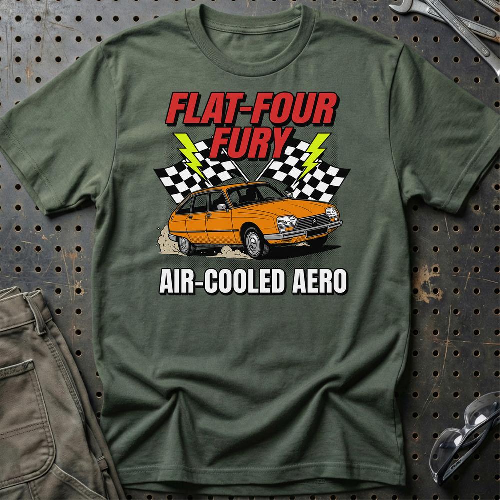 Citroën GS Flat-Four Fury Air-Cooled Aero - Unisex T-Shirt-Beklædning-Citroen-Grøn Militær-S-Garage Culture Shop- garage - man cave - merchandise