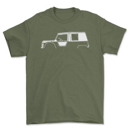 Citroen Mehari Silhuet - Unisex T-Shirt , Bomuld-Beklædning-Citroen-Grøn Militær-S-Forside-Garage Culture Shop- garage - man cave - merchandise