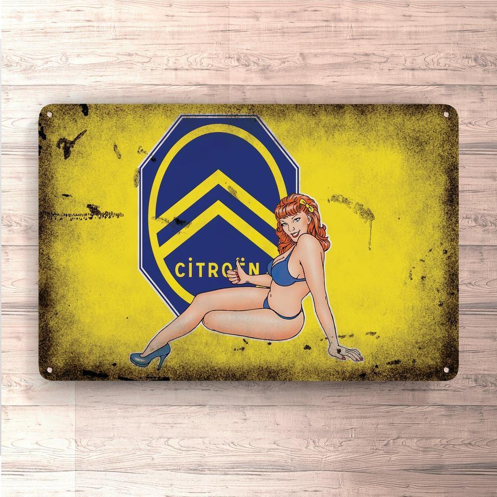 Citroen Pin-Up Vintage Skilte, Musemåtte, Dørmåtte-Skilte-Citroen-Garage Culture Shop- garage - man cave - merchandise