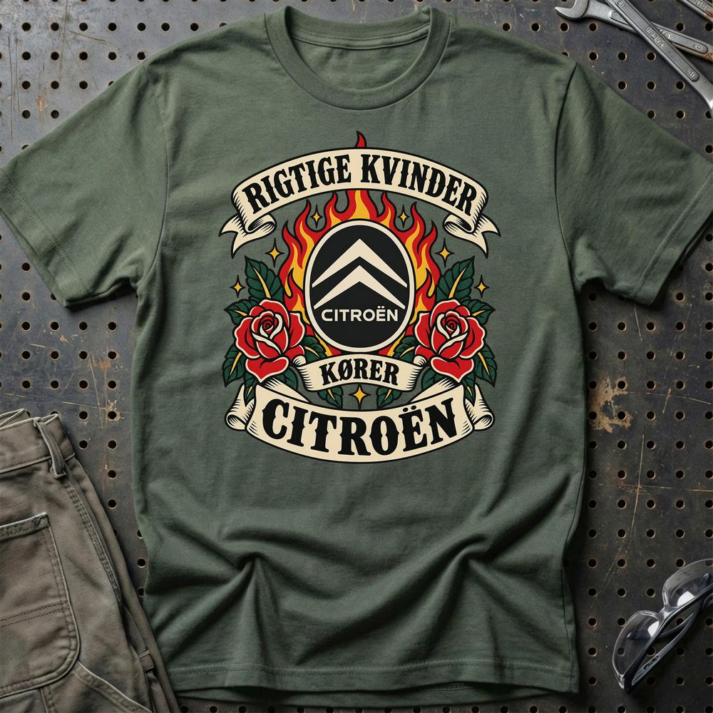 
Produktbillede af Citroën Rigtige Kvinder Kører – Roser og Flammer T-Shirt