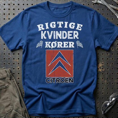 Citroen Rigtige Kvinder Kører - Unisex T-Shirt , Bomuld-Beklædning-Citroen-Blå Royal-S-Garage Culture Shop- garage - man cave - merchandise