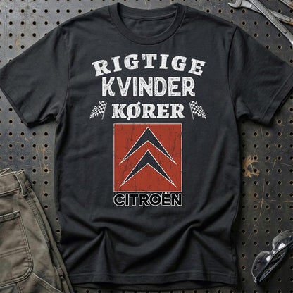Citroen Rigtige Kvinder Kører - Unisex T-Shirt , Bomuld-Beklædning-Citroen-Sort-S-Garage Culture Shop- garage - man cave - merchandise
