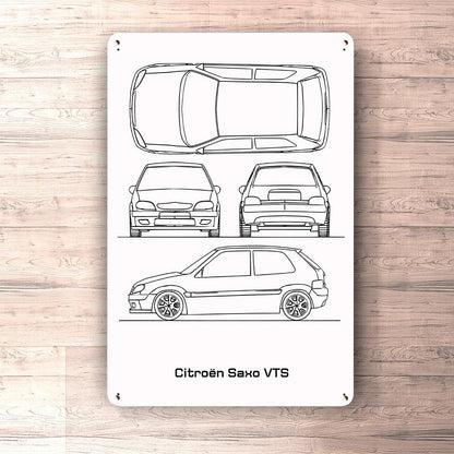 Citroen Saxo Vts Blueprint Skilte, Musemåtte, Dørmåtte , Plakat-Blueprint-Citroen-Garage Culture Shop- garage - man cave - merchandise