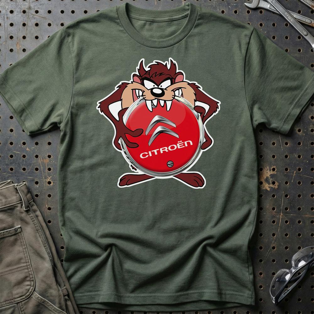 Citroen TAZ Unisex T-Shirt , Bomuld-Beklædning-Citroen-Grøn Militær-S-Garage Culture Shop- garage - man cave - merchandise