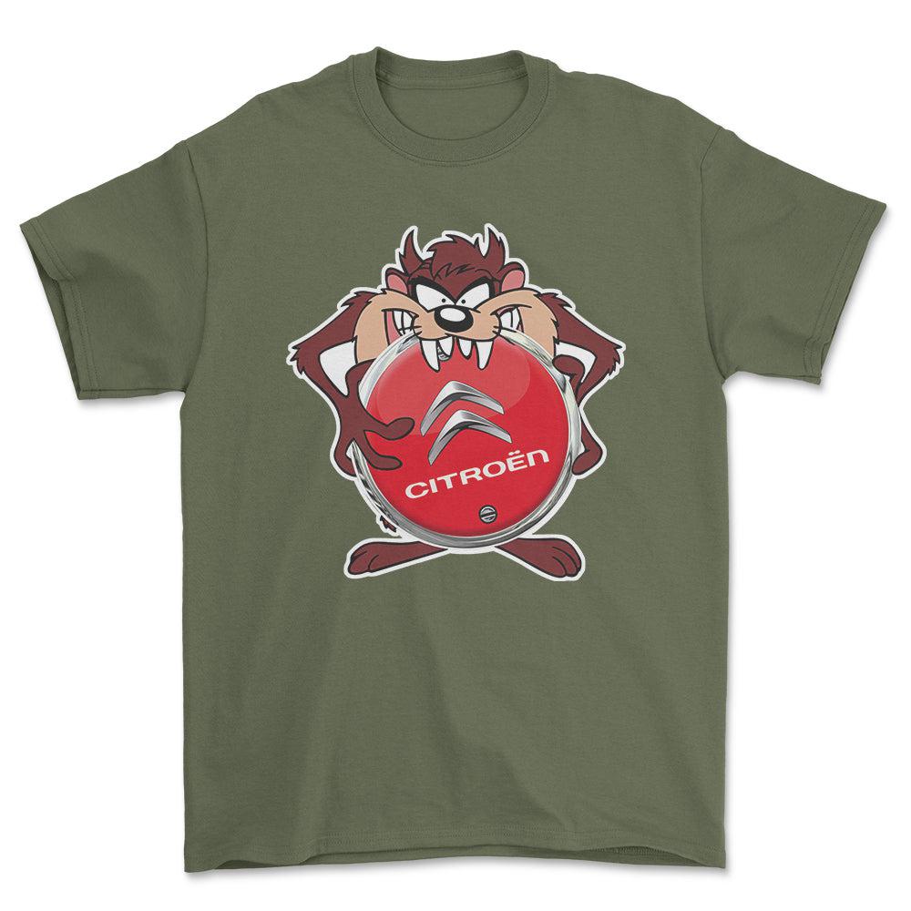 Citroen TAZ Unisex T-Shirt , Bomuld-Beklædning-Citroen-Grøn Militær-S-Forside-Garage Culture Shop- garage - man cave - merchandise