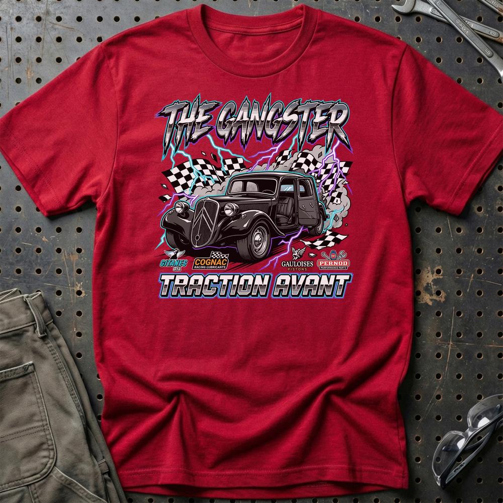 Citroën Traction Avant T-Shirt – The Gangster Edition - Unisex T-Shirt-Beklædning-Citroen-Rød-S-Garage Culture Shop- garage - man cave - merchandise