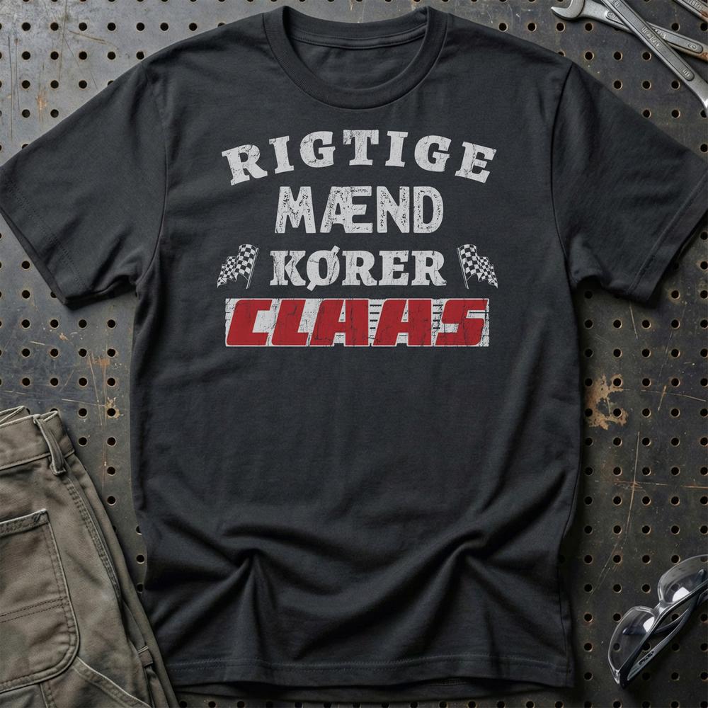 Claas Rigtige Mænd Kører T-Shirt-Beklædning-Claas-Sort-S-Garage Culture Shop- garage - man cave - merchandise