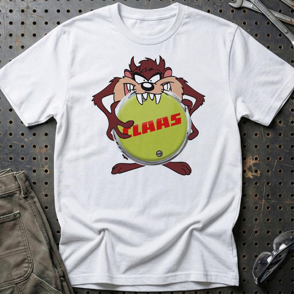 Claas TAZ Unisex T-Shirt , Bomuld-Beklædning-Claas-Hvid-S-Garage Culture Shop- garage - man cave - merchandise