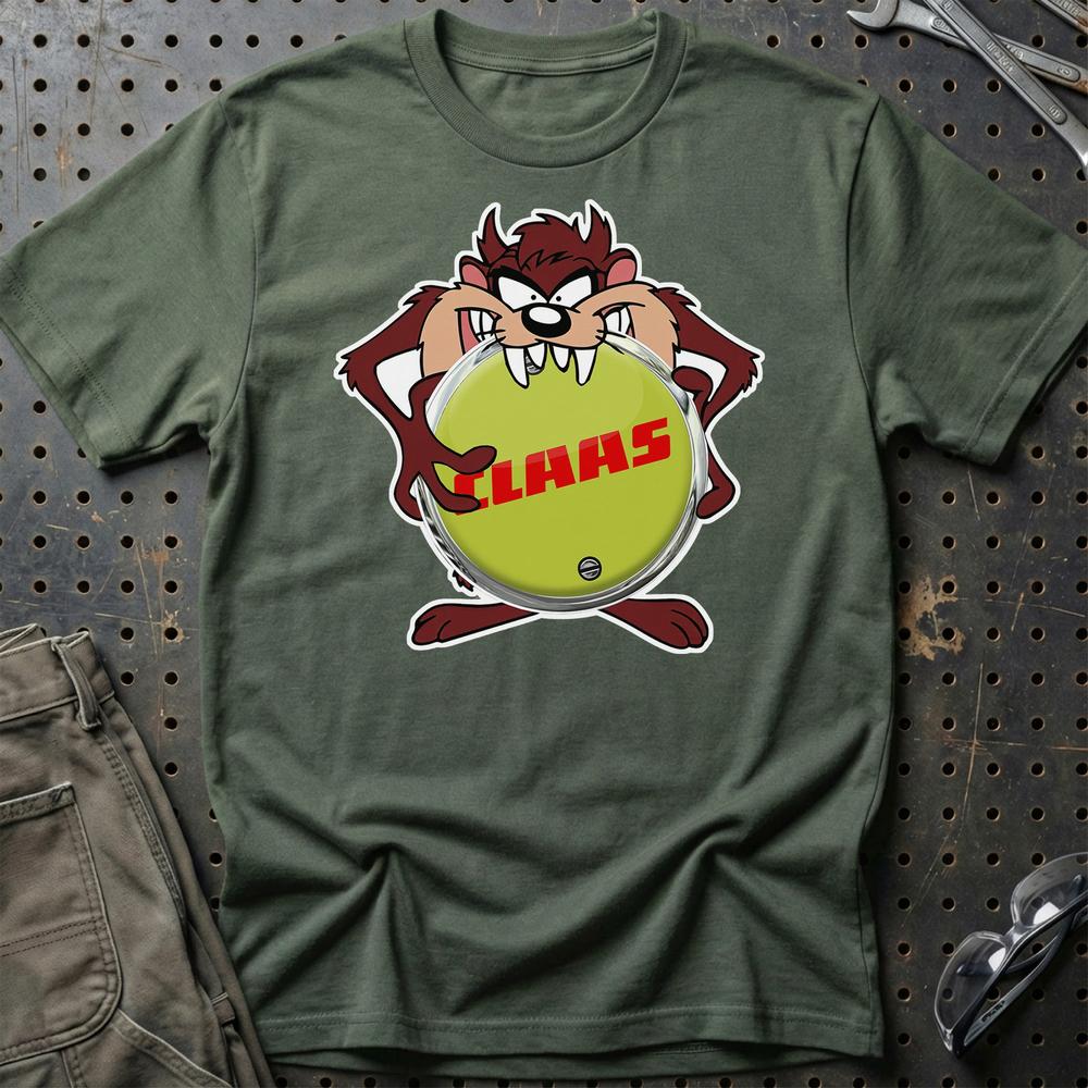 Claas TAZ Unisex T-Shirt , Bomuld-Beklædning-Claas-Grøn Militær-S-Garage Culture Shop- garage - man cave - merchandise