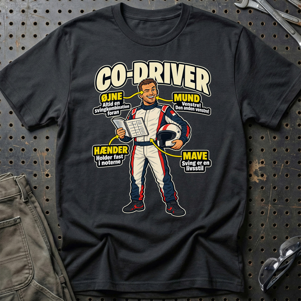 Co-driver – Anatomi T-Shirt-Beklædning-Garage Culture-Sort-S-Garage Culture Shop- garage - man cave - merchandise