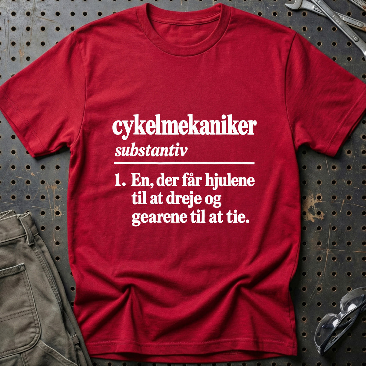 
Cykelmekaniker – Definition T-Shirt – Rød