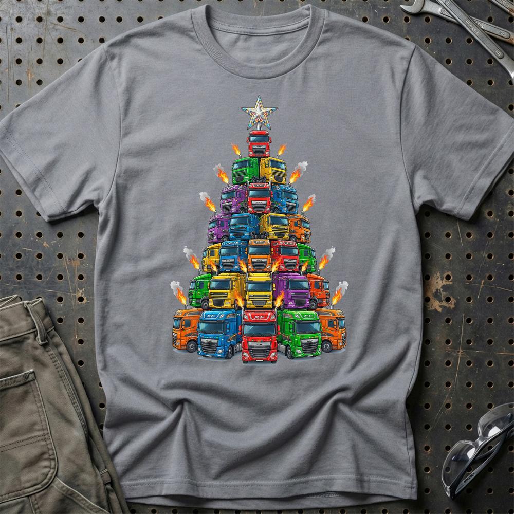 DAF Lastbil Juletræ Christmas Tree T-Shirt-Beklædning-DAF-Grå Sport-S-Garage Culture Shop- garage - man cave - merchandise