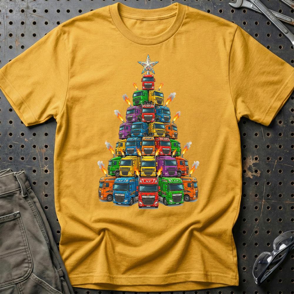 DAF Lastbil Juletræ Christmas Tree T-Shirt-Beklædning-DAF-Guld-S-Garage Culture Shop- garage - man cave - merchandise