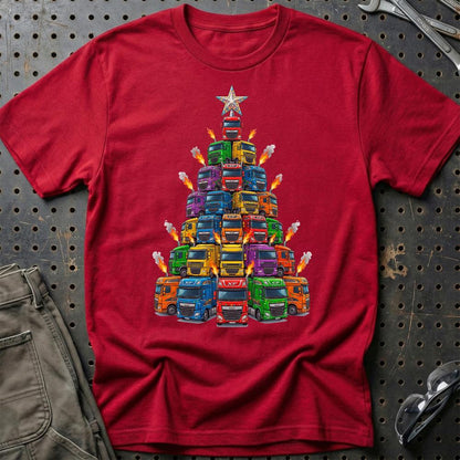DAF Lastbil Juletræ Christmas Tree - Unisex T-Shirt-Beklædning-DAF-Rød-S-Garage Culture Shop- garage - man cave - merchandise