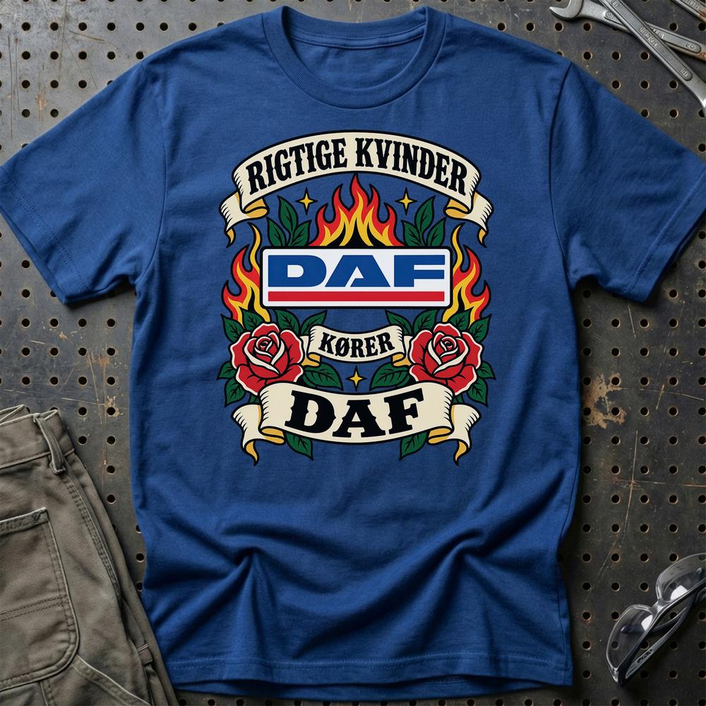 
Produktbillede af DAF Rigtige Kvinder Kører – Roser og Flammer T-Shirt